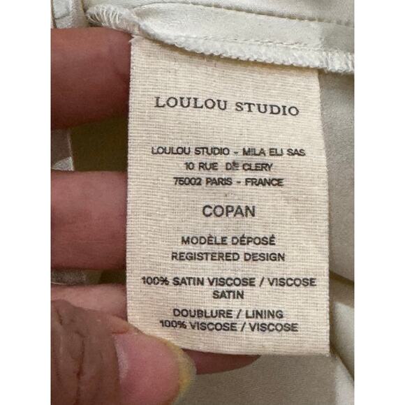 Loulou Studio Neutral Ivory Viscose Blend Copan satin midi dress Small - Picture 13 of 15